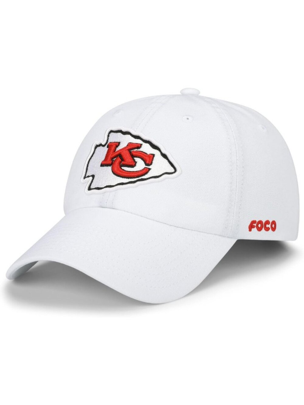 Kansas City Chiefs Casual Cap - NFL Primary Logo, Adjustable White Hat